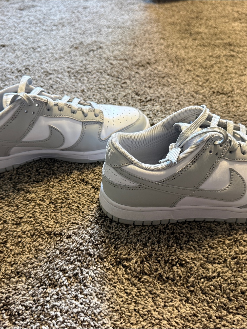 White and Light Gray Low-Top dunks